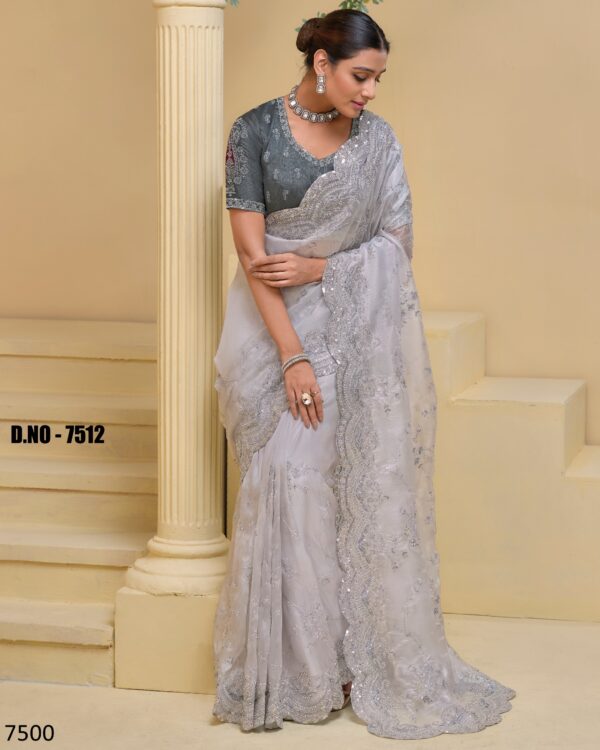 A Stunning Collection Of Party Wear Designer Un-Stitch Saree With Blouse