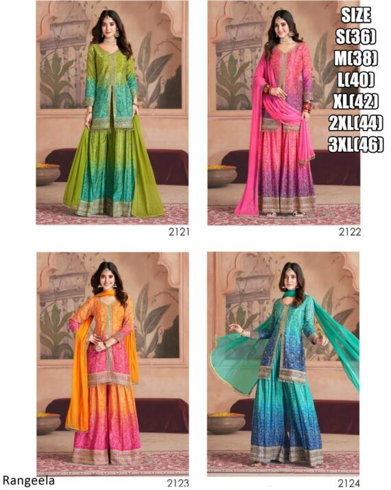 Premium Feel Chinon Bandhani Printed Salwar Kameez Suits Are Available In Various Colours