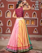 Multi Colour Viscose Rayon Lehenga Choli Set With Jacket Ready To Wear In This Navratri 2024