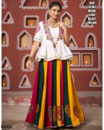 Multi Colour Viscose Rayon Lehenga Choli Set With Jacket Ready To Wear In This Navratri 2024