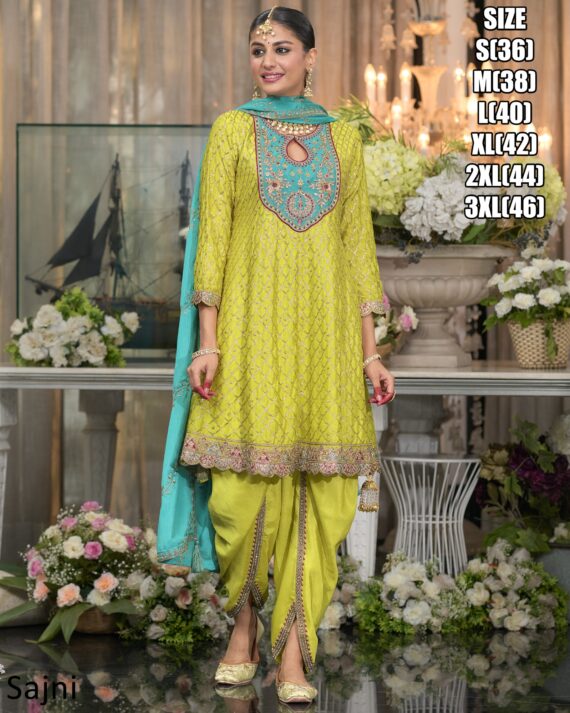 This Salwar Kameez Is A Dhoti, Short Tunic And Dupatta Paired With The Beautiful Punjabi Look