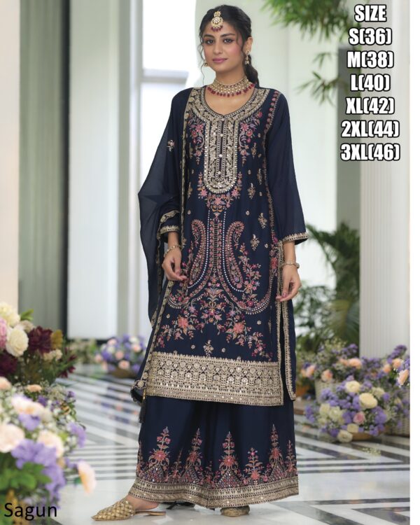 We Have A Wedding Wear Heavy Embroidery Indian & Pakistani Chinon Salwar Kameez Suits Collections