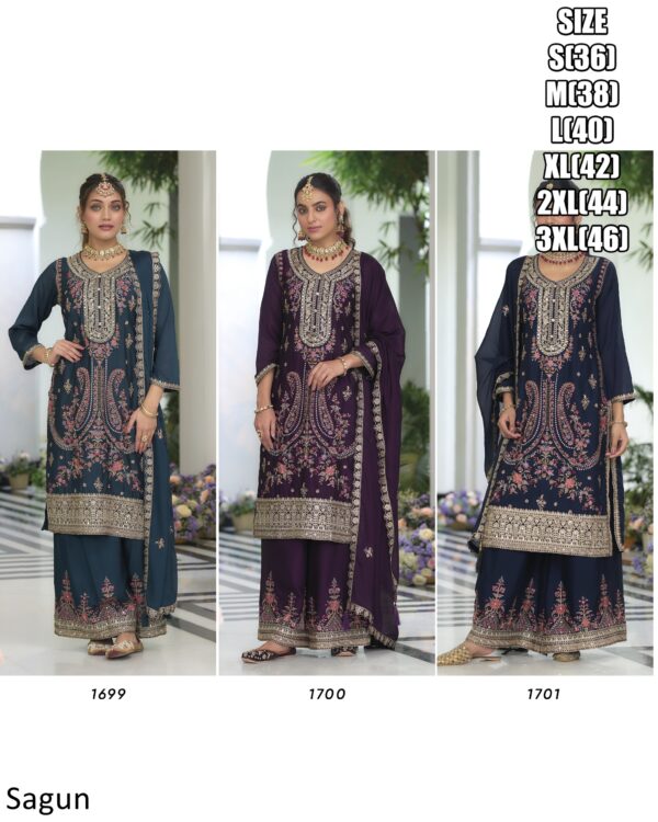We Have A Wedding Wear Heavy Embroidery Indian & Pakistani Chinon Salwar Kameez Suits Collections