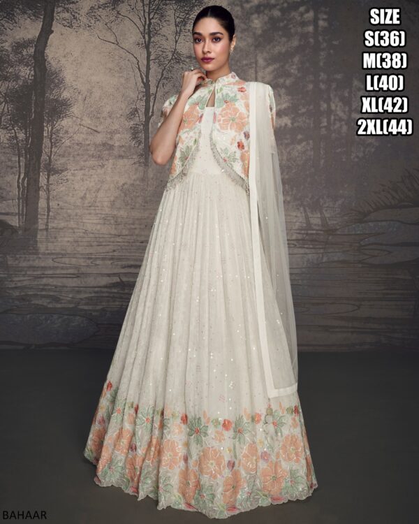 Heavy Look Stylish Embroidered Lucknavi Gowns For Elegant Party And Weddings