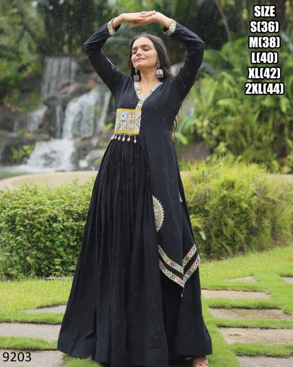 Buy Stuning Designer Flared Rayon Gown For Mom And Daughter Navratri Collections 2024