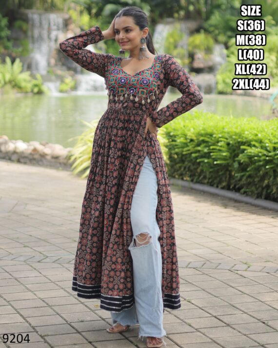 Elevate Your Navratri Celebrations With Our New Arrival Women's Exquisite Kutchi Gamthi Worked Kurti