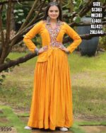 New Gorgeous Looking Fancy And Trending Navratri Wear Gamthi Work Rayon Gown