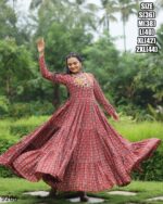 Modern Maxi Dress Style Printed And Ruffle Stitched Navratri Cotton Gown Collection 2024