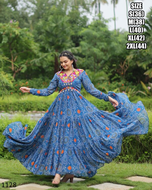 Latest Designer Faux Georgette Bandhani Printed Anarkali Gown By Ethnicrang