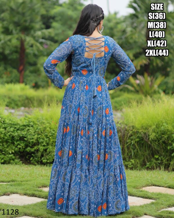 Latest Designer Faux Georgette Bandhani Printed Anarkali Gown By Ethnicrang