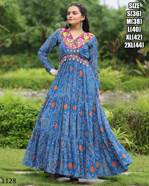 Latest Designer Faux Georgette Bandhani Printed Anarkali Gown By Ethnicrang