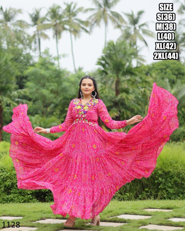 Latest Designer Faux Georgette Bandhani Printed Anarkali Gown By Ethnicrang