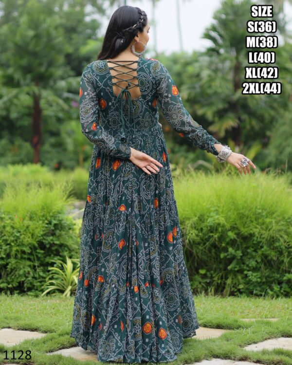 Latest Designer Faux Georgette Bandhani Printed Anarkali Gown By Ethnicrang