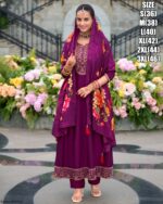 Attractive Embroidery And Hand Work On Vichitra Silk Anarkali Style Salwar Suit Dress In Festival Collection