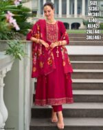 Attractive Embroidery And Hand Work On Vichitra Silk Anarkali Style Salwar Suit Dress In Festival Collection
