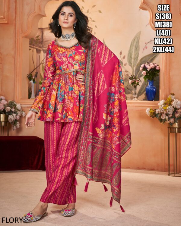 Ready To Wear Latest Women's Digital Print And Foil Print Work Navratri Plazo Dresses