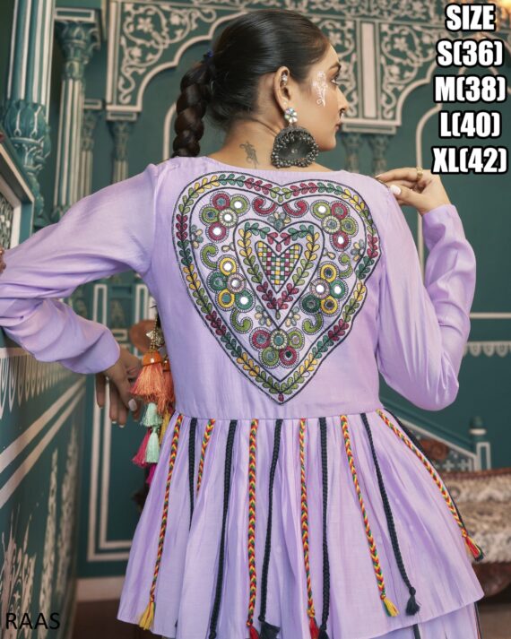 Exquisite Colourful Poly Maska Silk Readymade Lehenga Choli And Rayon Jacket In This Navratri Collection