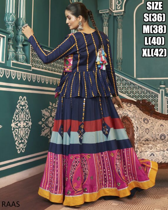 Exquisite Colourful Poly Maska Silk Readymade Lehenga Choli And Rayon Jacket In This Navratri Collection