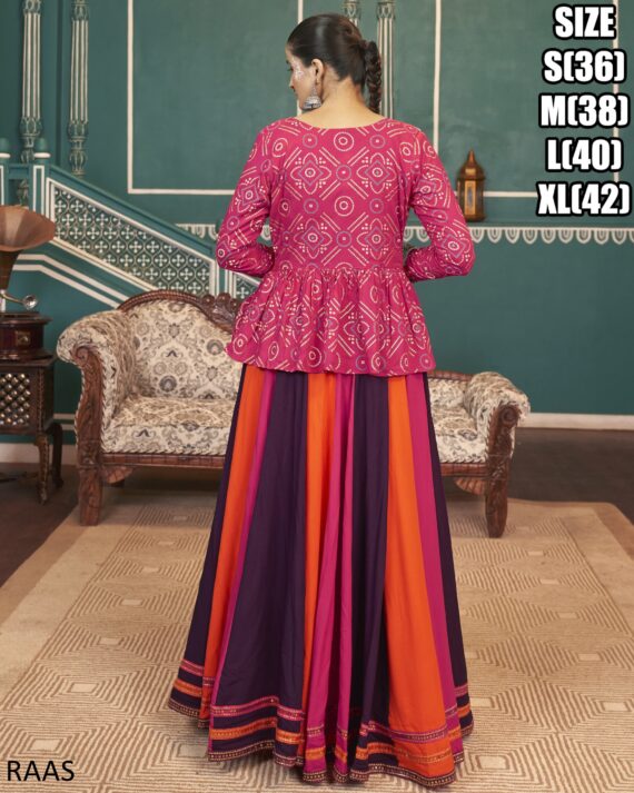 Exquisite Colourful Poly Maska Silk Readymade Lehenga Choli And Rayon Jacket In This Navratri Collection
