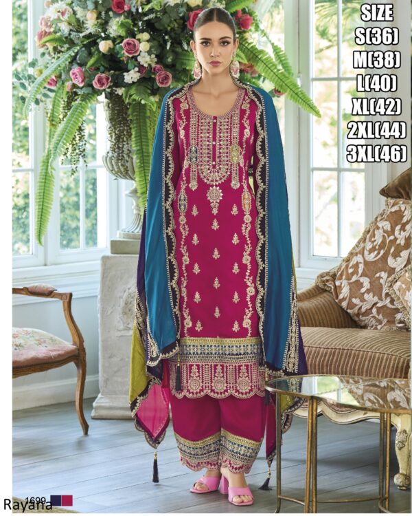Presenting Heavy Embroidery Designer Indian And Pakistani Chinon Salwar Kameez Set