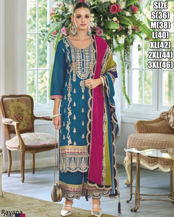 Presenting Heavy Embroidery Designer Indian And Pakistani Chinon Salwar Kameez Set