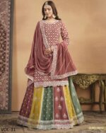 Exclusive Designer Kurti Style Top With Multi Coloured Lehenga Design For Weddings