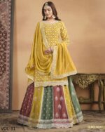 Exclusive Designer Kurti Style Top With Multi Coloured Lehenga Design For Weddings
