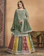 Exclusive Designer Kurti Style Top With Multi Coloured Lehenga Design For Weddings