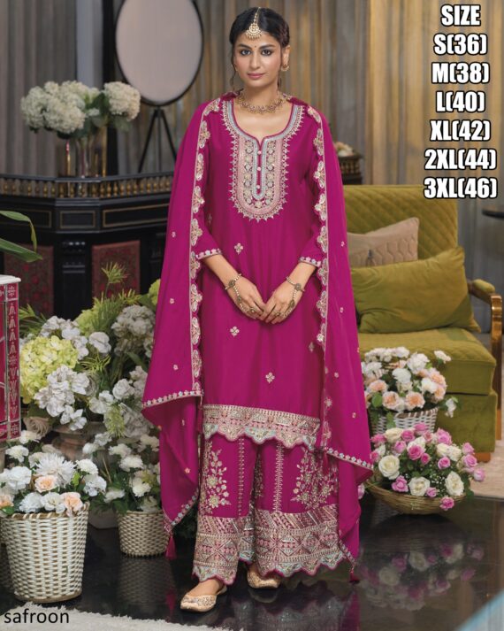 Latest Collection Of Indian Readymade Chinon Salwar Kameez (Plazo Suit)