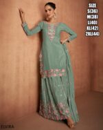 Embroidered Three Piece Stitched Plazo Salwar Kameez Dress In Women's Collection 2024