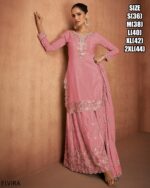Embroidered Three Piece Stitched Plazo Salwar Kameez Dress In Women's Collection 2024