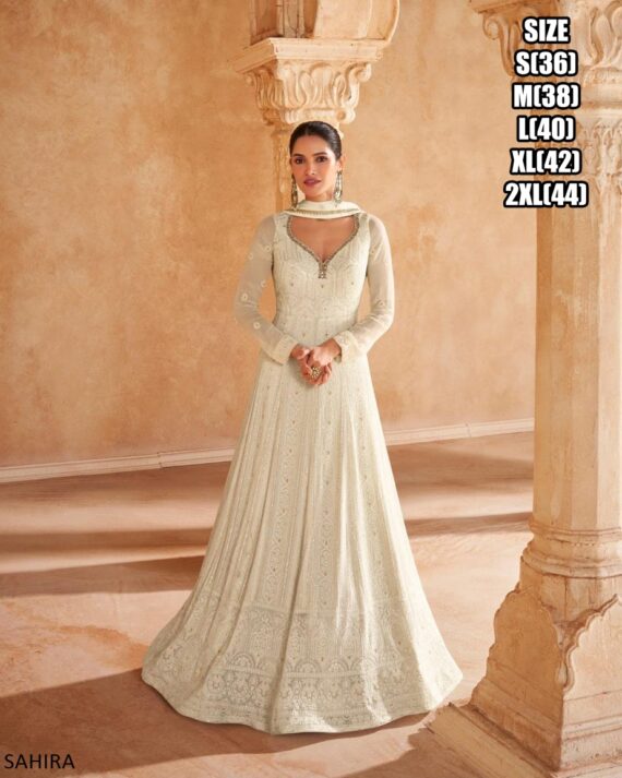 Launching New Designer Full Heavy Look Chikankari Embroidered Gown Dresses And Dupatta