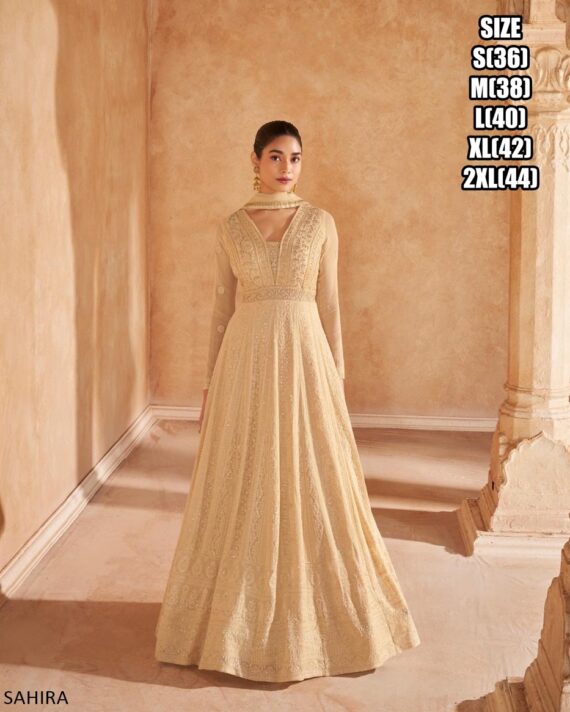 Launching New Designer Full Heavy Look Chikankari Embroidered Gown Dresses And Dupatta