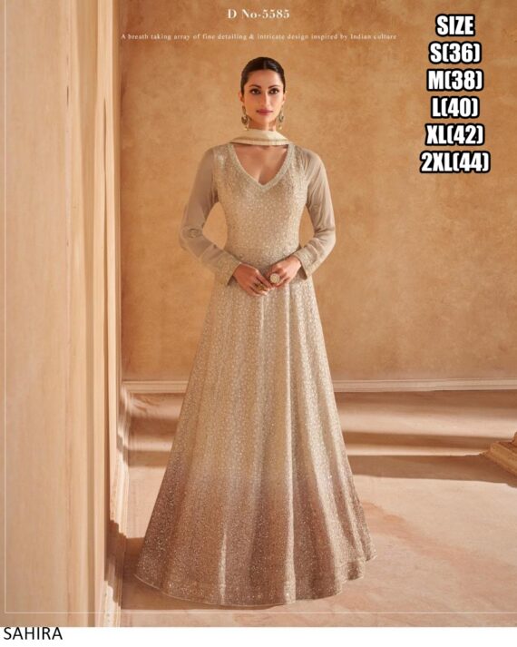 Launching New Designer Full Heavy Look Chikankari Embroidered Gown Dresses And Dupatta