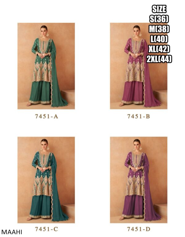 Ethnicrang Real Chinon Embroidered Work Readymade Plazo Suit For Festival