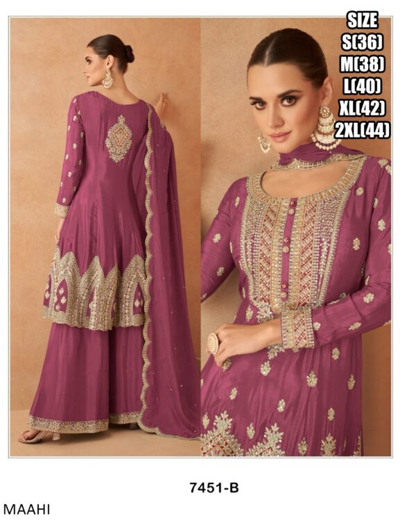 Ethnicrang Real Chinon Embroidered Work Readymade Plazo Suit For Festival