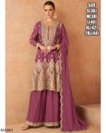 Ethnicrang Real Chinon Embroidered Work Readymade Plazo Suit For Festival