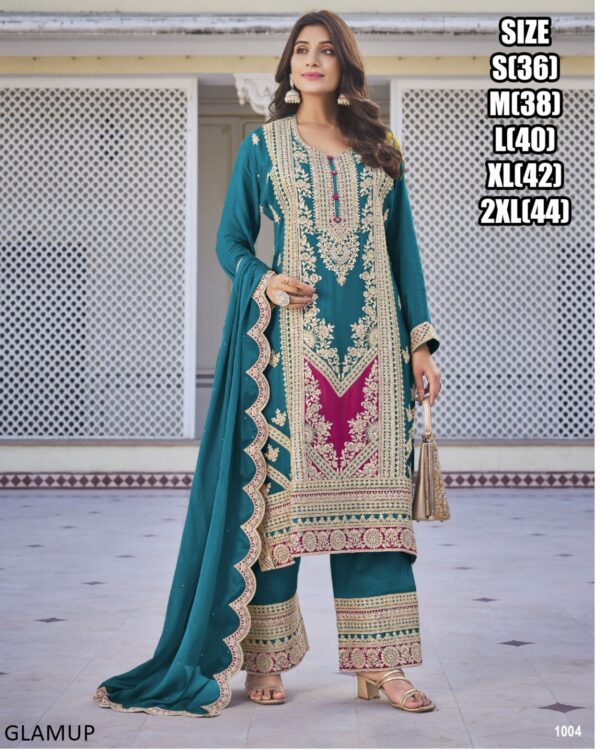 Wedding Outfit Ready To Wear Embroidery Worked Pakistani Salwar Suits With Designer Dupatta