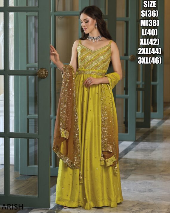 Shop Niyon Green Embroidered Premium Silk Wedding Gown With Dupatta Online From Ethnicrang