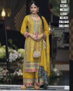 Chinon Fabric Colourful Gorgeous Readymade Plazo Style Salwar Kameez Suit
