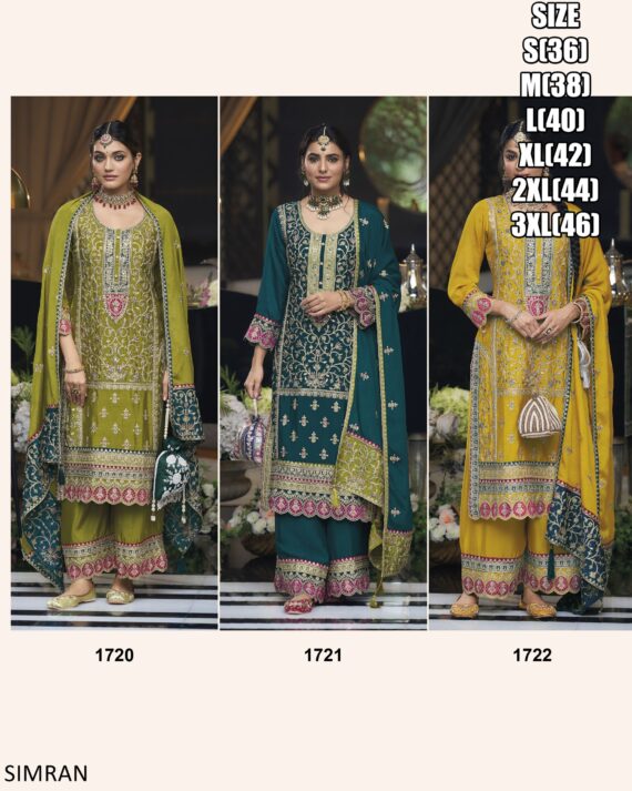 Chinon Fabric Colourful Gorgeous Readymade Plazo Style Salwar Kameez Suit