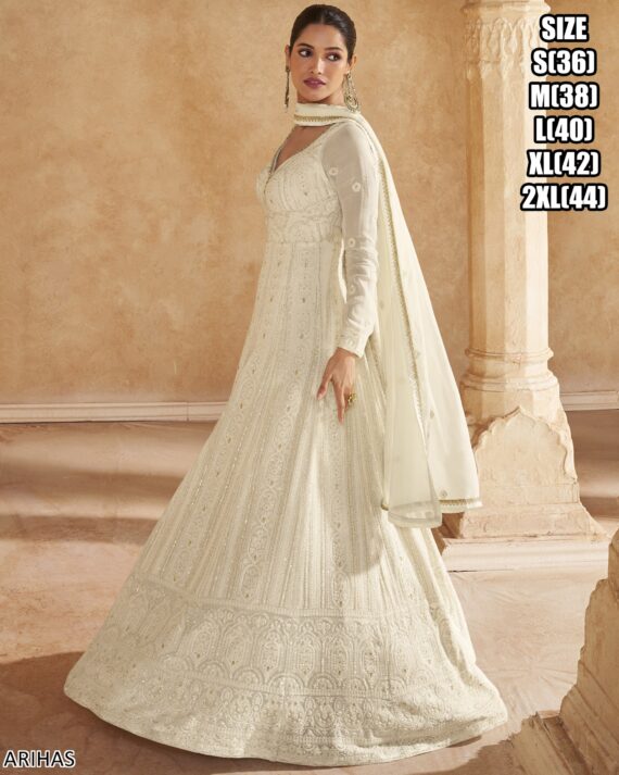 Launching New Designer Full Heavy Look Chikankari Embroidered Gown Dresses And Dupatta
