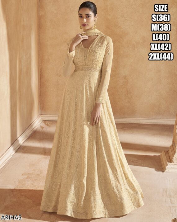 Launching New Designer Full Heavy Look Chikankari Embroidered Gown Dresses And Dupatta