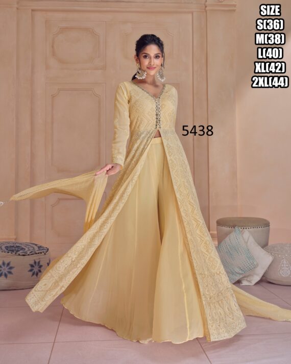 Stunning Embellished Real Georgette Gown Style Indo-Western For Weddings
