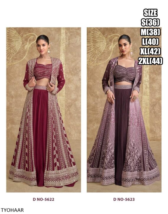 Ready To Wear Crop Top With Western Lehenga And Heavy Designer Long Shrug For Wedding And Parties