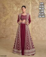 Ready To Wear Crop Top With Western Lehenga And Heavy Designer Long Shrug For Wedding And Parties