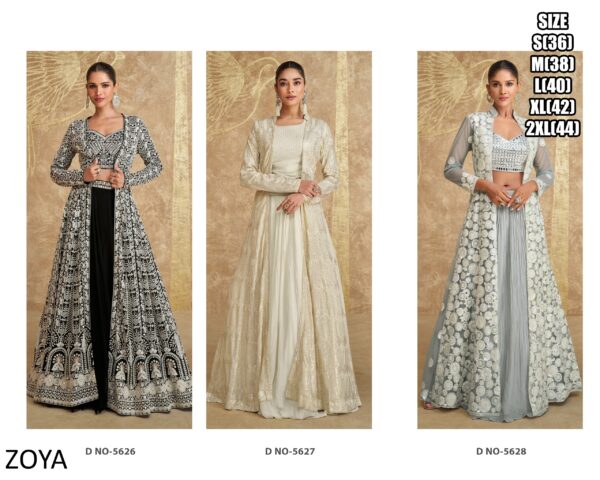 Georgette Embroidered With Mirror Work Crop Top And Flared Lehenga With Long Shrug