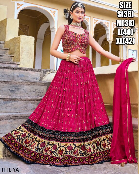 Fashionable Sequence Embroidery Work Pure Chinon Readymade Lehenga Choli Available