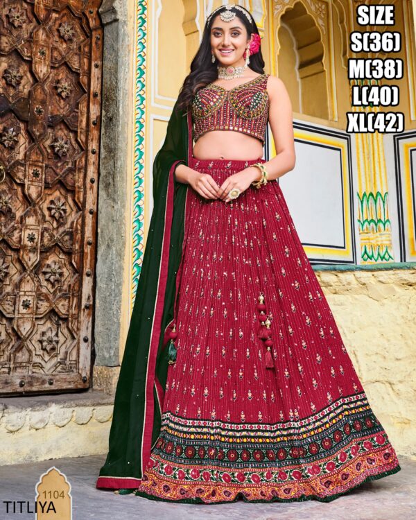 Fashionable Sequence Embroidery Work Pure Chinon Readymade Lehenga Choli Available