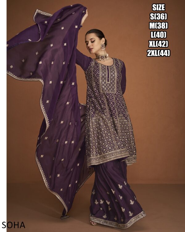 This Elegant Salwar Kameez Style Designer Anarkali Top And Plazo Suit Is The Perfect Outfit For Any Occasion